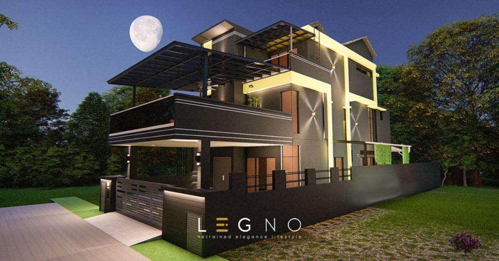 Intelligence facade design with modern architecture and clean lines at Rambai Residence in Paya Terubong Penang