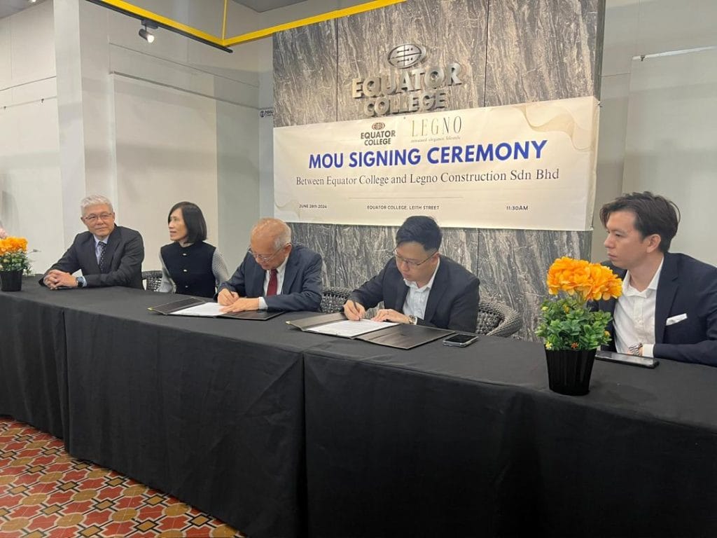 MOU signing ceremony between Equator College and Legno Construction.
