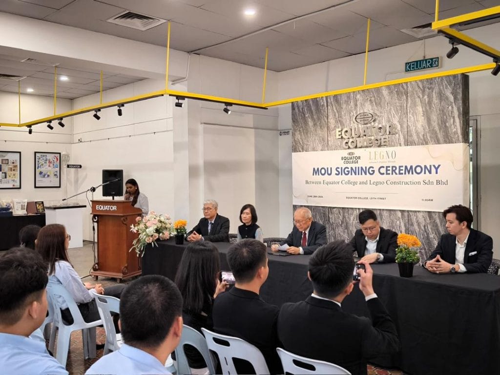 MOU signing ceremony between Equator College and Legno Construction.